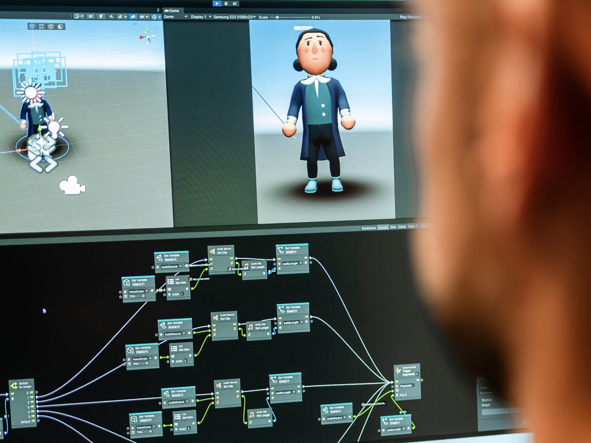 Werknemer werkt met AI en VR